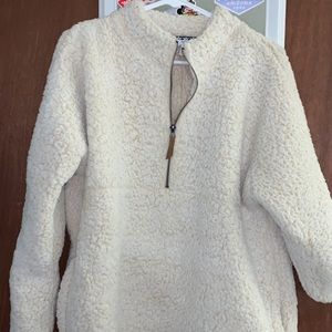 fluffy cream zip long sleeve